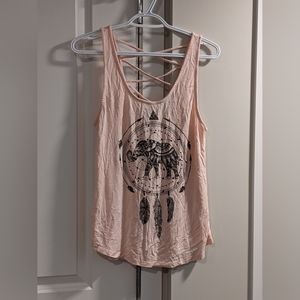 Pink tank top with dream catcher and elephant